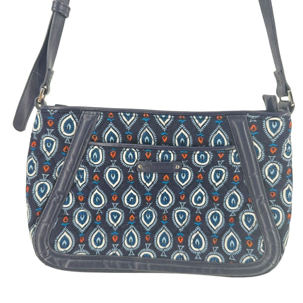 Vera Bradley Marrakesh Motifs Trapeze Crossbody Navy Blue Bohemian Quilted Purse